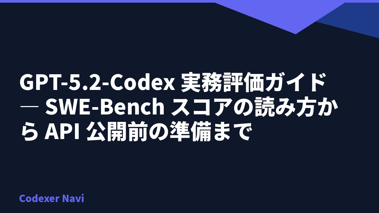 GPT-5.2-Codex 実務評価ガイド — SWE-Bench スコアの読み方から API 公開前の準備まで
