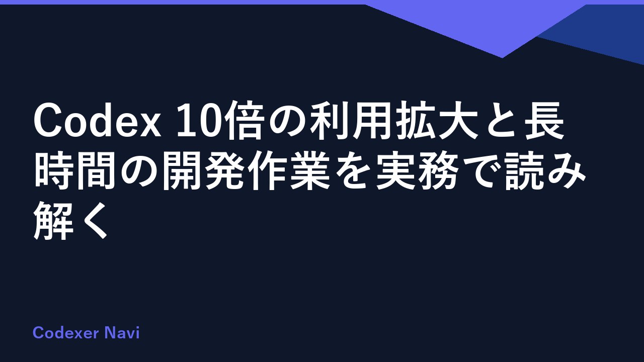 Codex 10倍の利用拡大と長時間の開発作業を実務で読み解く
