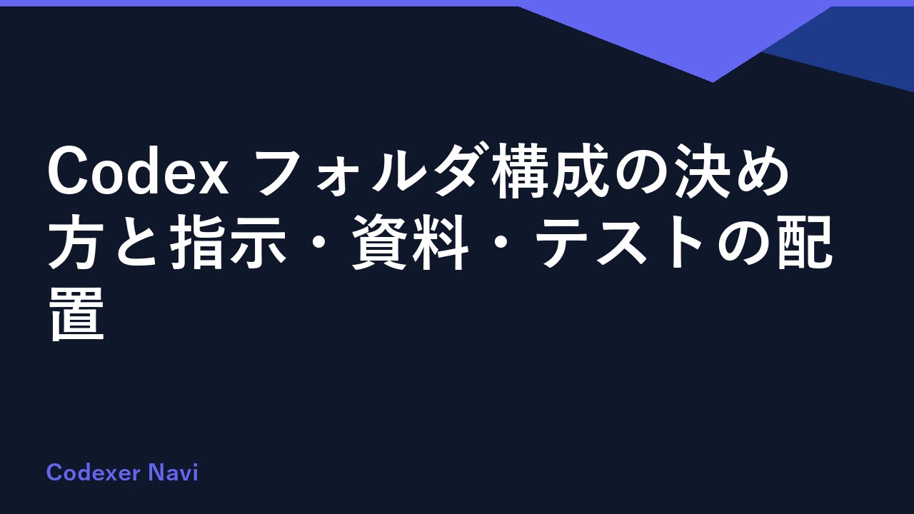 Codex フォルダ構成の決め方と指示・資料・テストの配置
