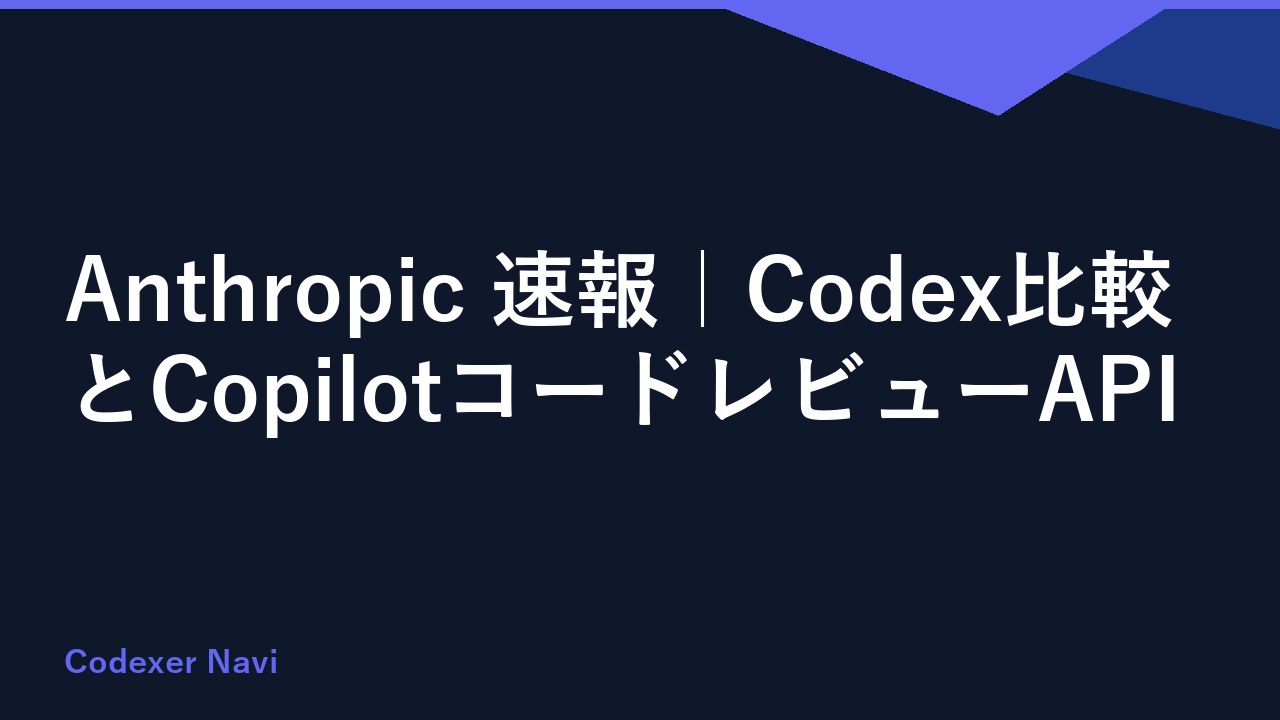 Anthropic 速報｜Codex比較とCopilotコードレビューAPI