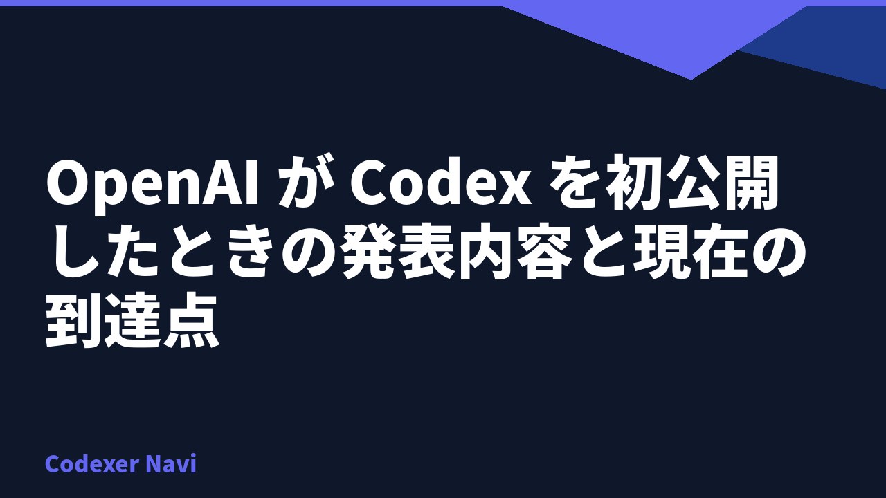 OpenAI が Codex を初公開したときの発表内容と現在の到達点